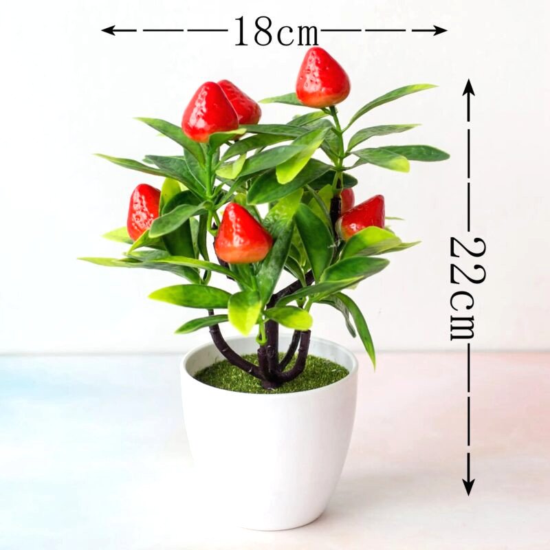 Plante Artificielle Darbuste Fruitier En Pot Fraise 1 2